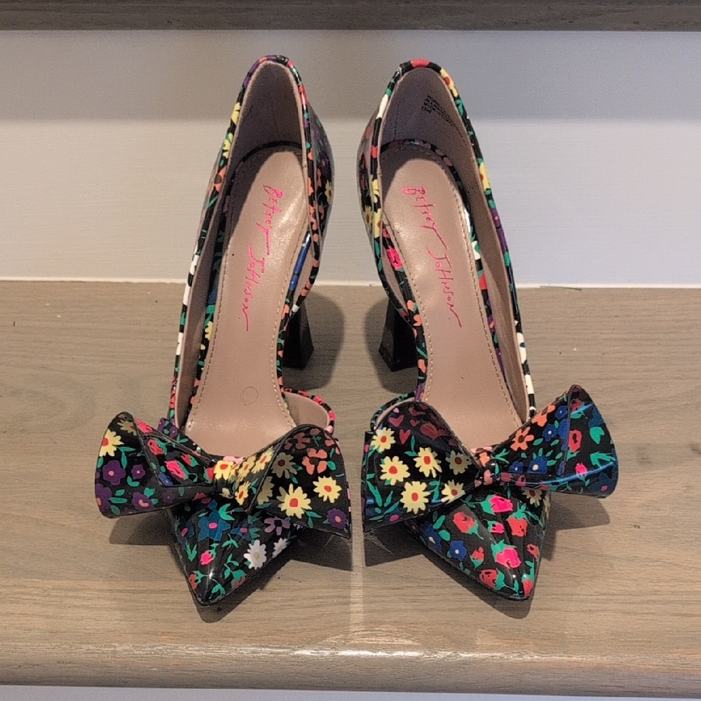 Betsey Johnson Women's Floral Heels - Black Multi